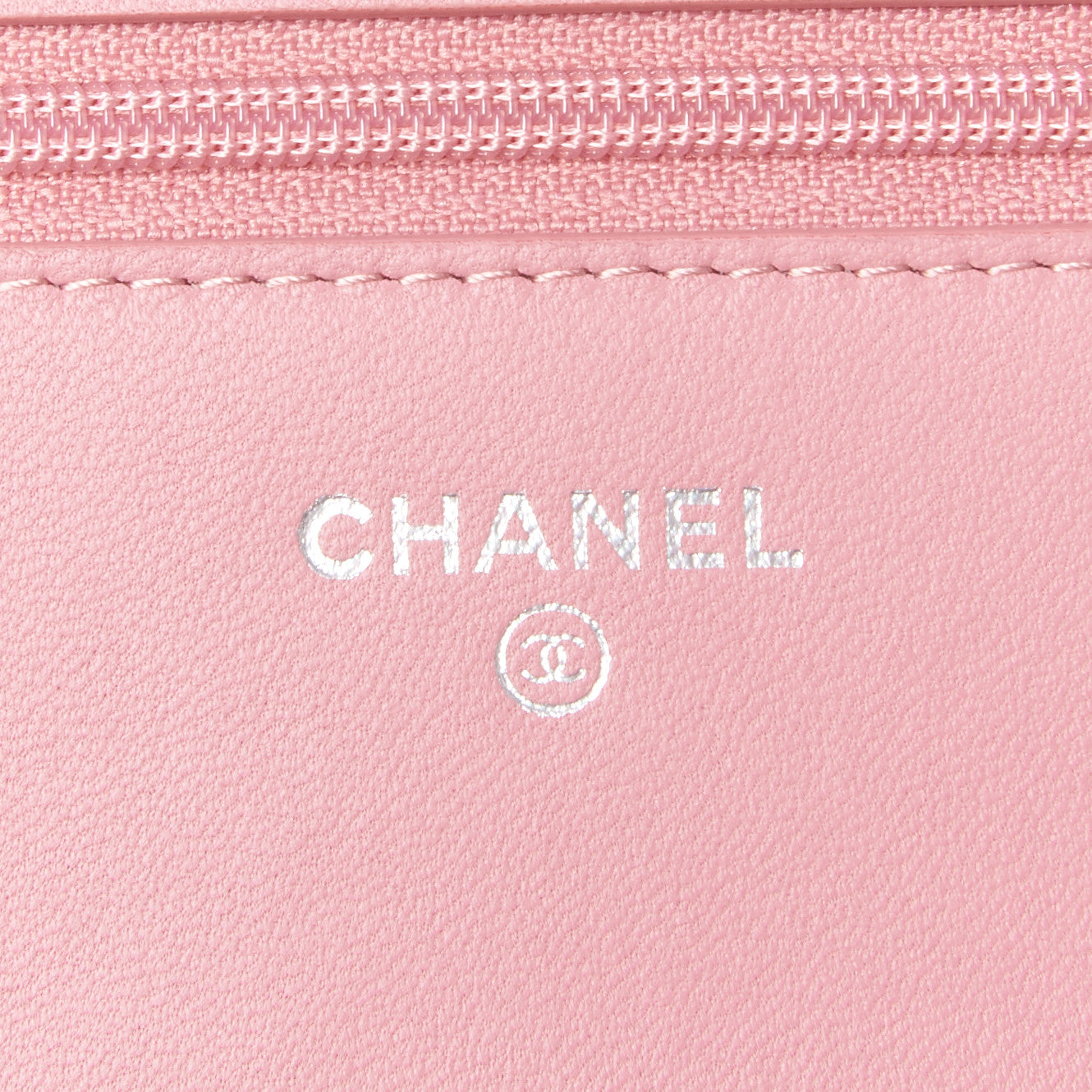 Lambskin Camellia Embossed Wallet On Chain WOC Pink