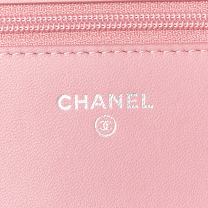 Chanel Lambskin Camellia Embossed Wallet On Chain WOC Pink 9 of 10
