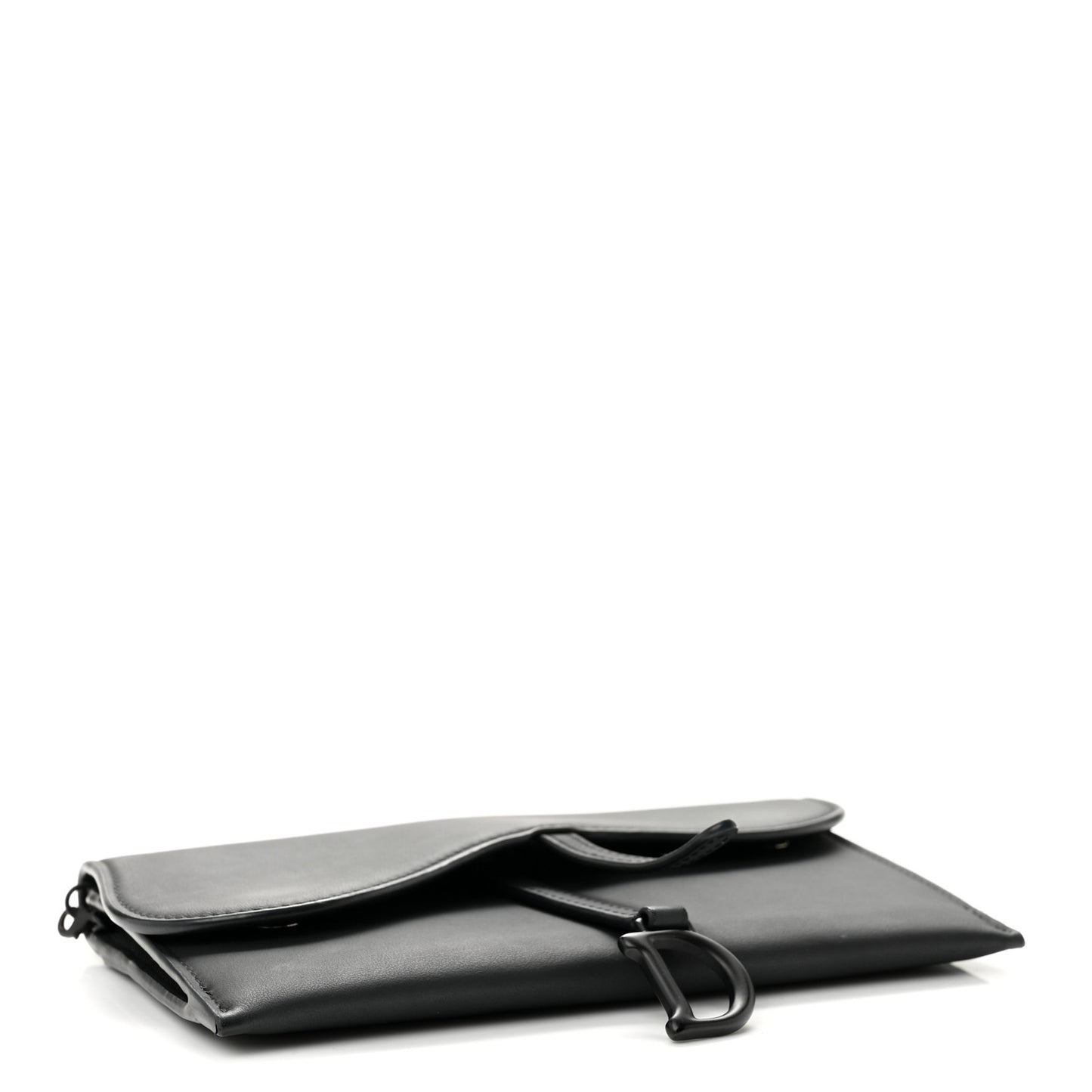 Ultra Matte Calfskin Saddle Chain Wallet Pouch Black