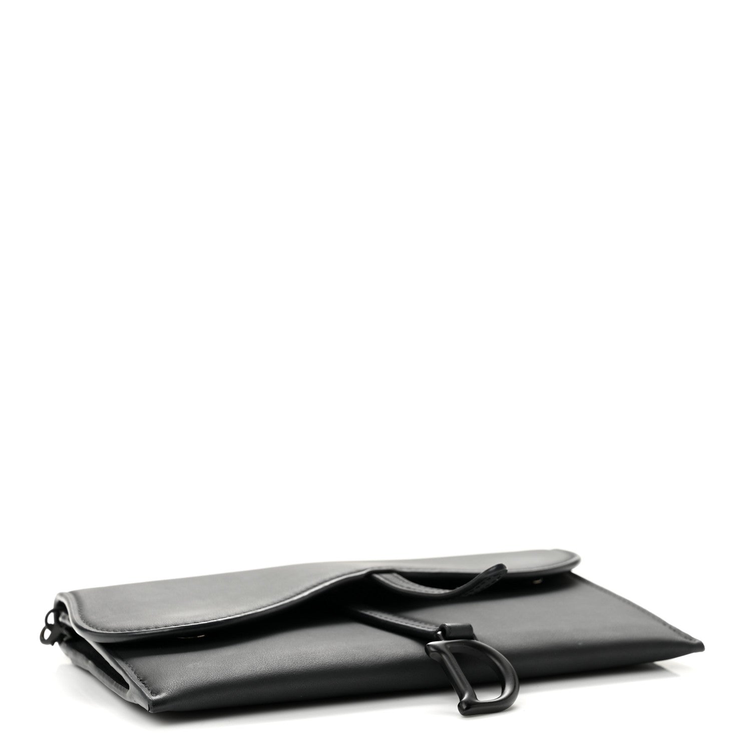 Christian Dior Ultra Matte Calfskin Saddle Chain Wallet Pouch Black 4 of 11
