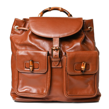 Gucci Calfskin Bamboo Backpack Brown 1 of 31