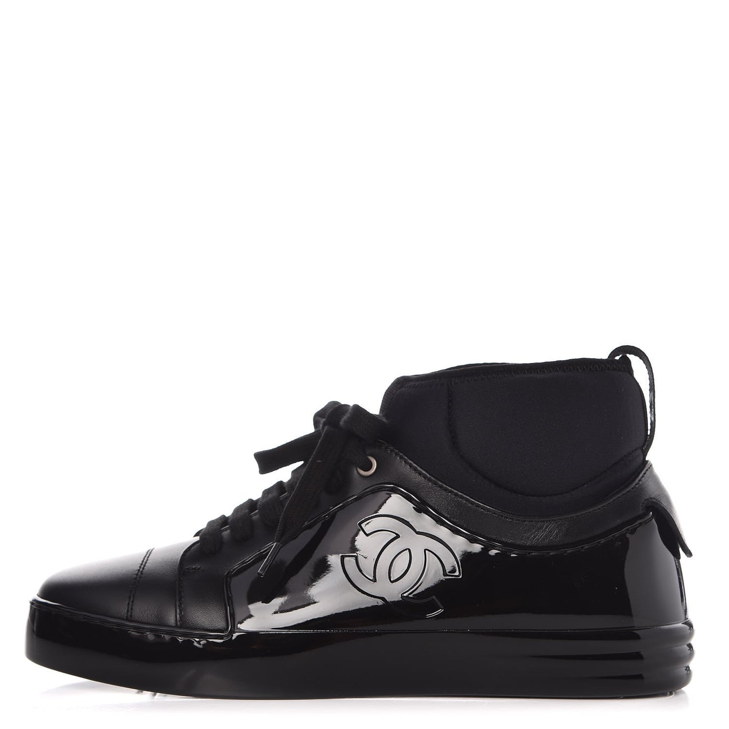 Patent Calfskin CC Short Boots 35.5 Black