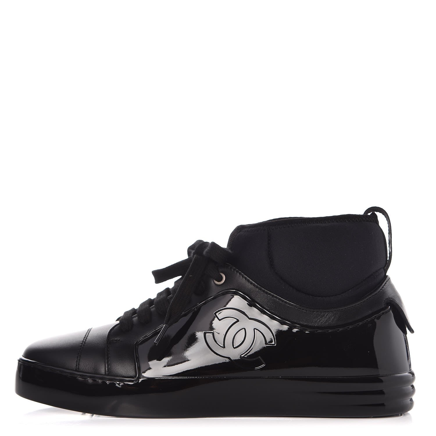 Chanel Patent Calfskin CC Short Boots 35.5 Black 1 of 9