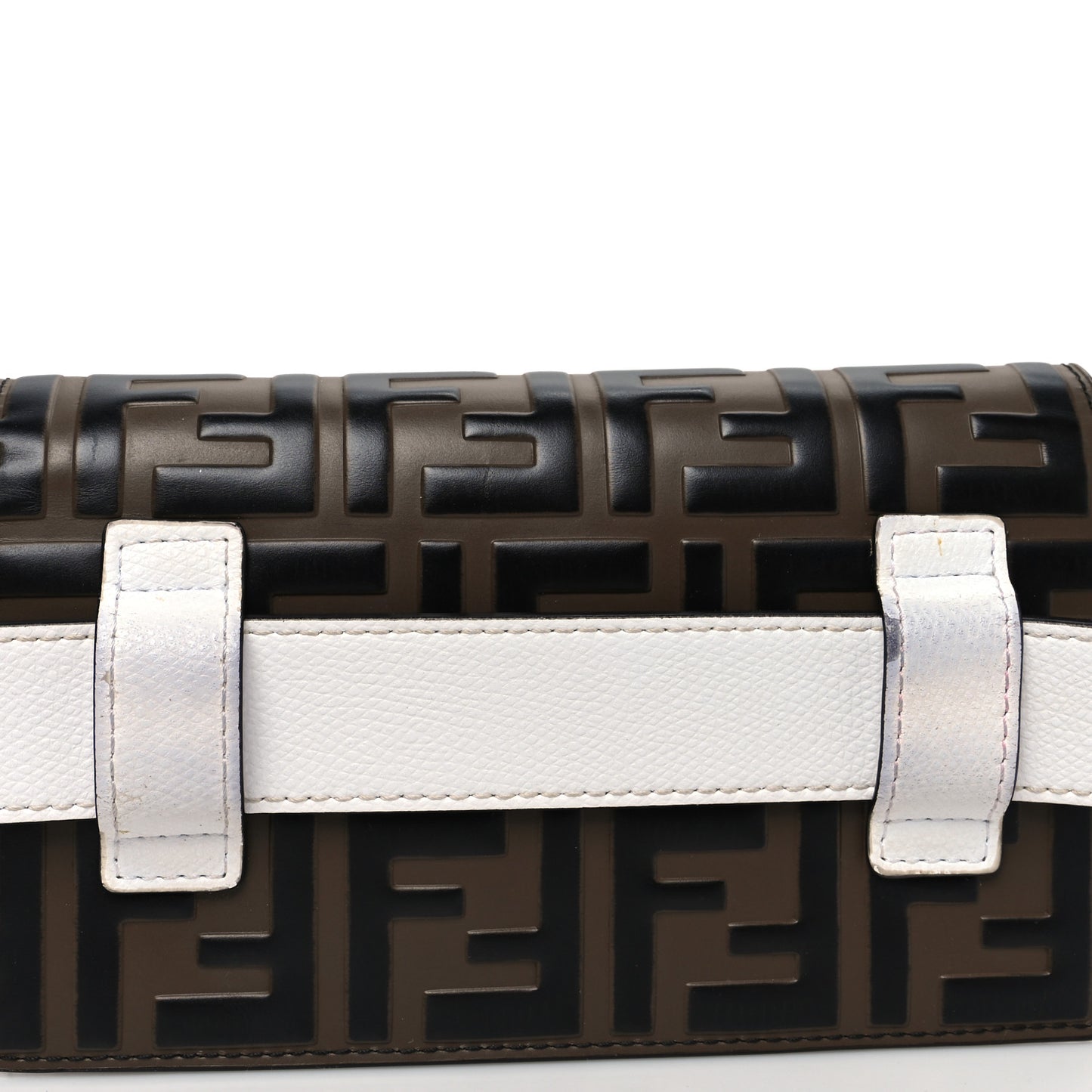 Vitello Cruise F is Fendi Bi-Color FF 1974 Embossed Envelope Belt Bag Maya White Ice