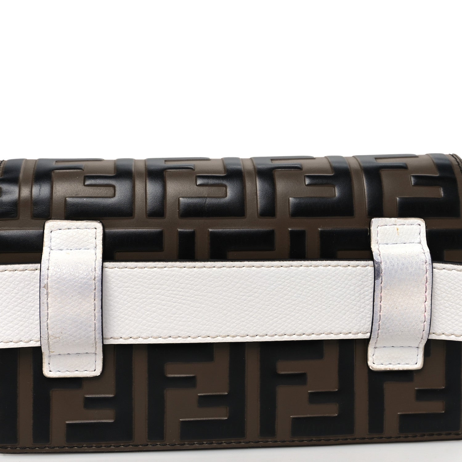 Fendi Vitello Cruise F is Fendi Bi-Color FF 1974 Embossed Envelope Belt Bag Maya White Ice 11 of 14