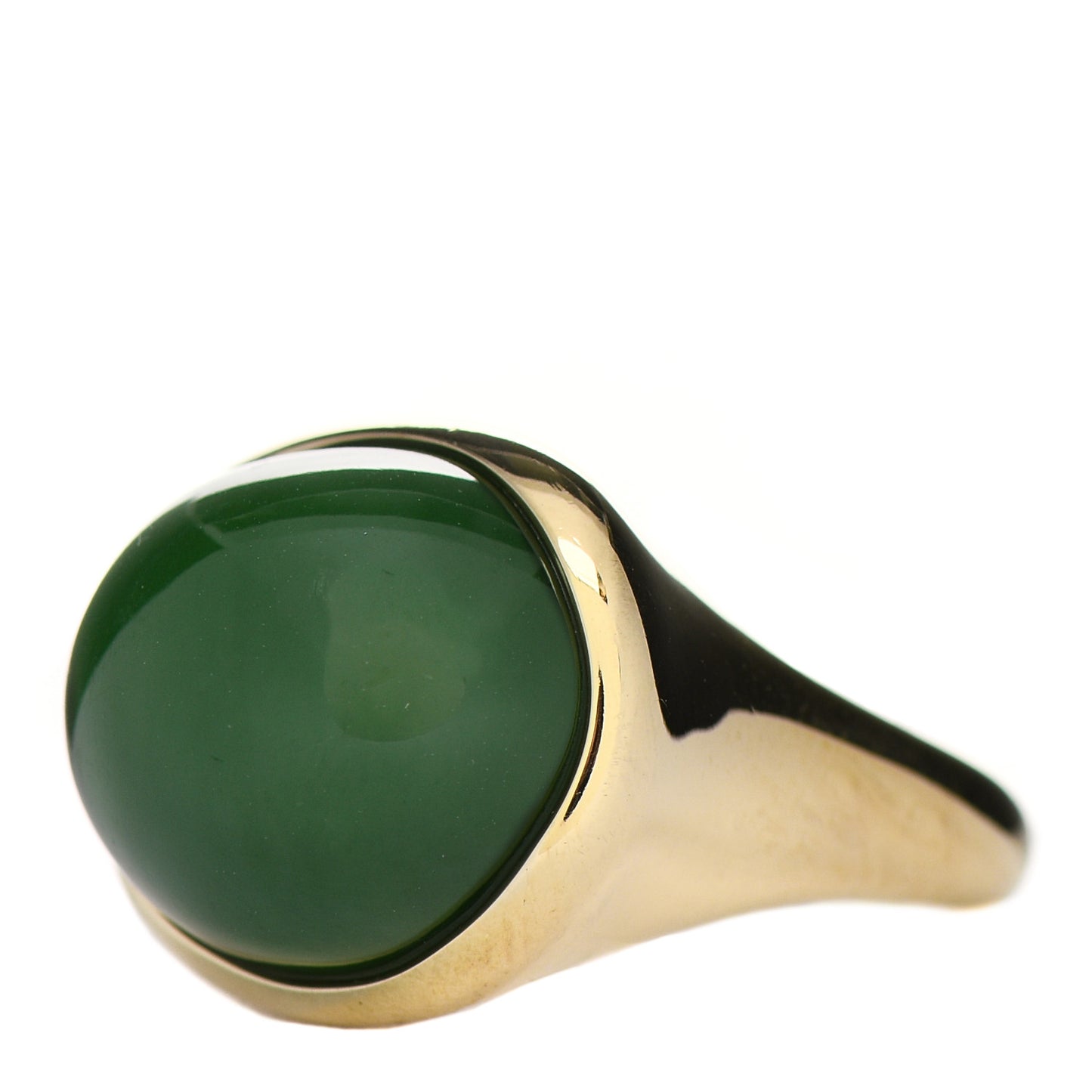 18K Yellow Gold Green Jade 15mm Elsa Peretti Cabochon Ring 54 7