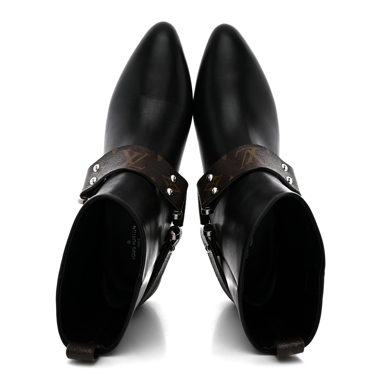 Louis Vuitton Calfskin Monogram Rhapsody Ankle Boots 38 Black 2 of 11