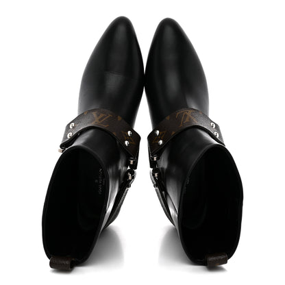 Louis Vuitton Calfskin Monogram Rhapsody Ankle Boots 38 Black 2 of 11