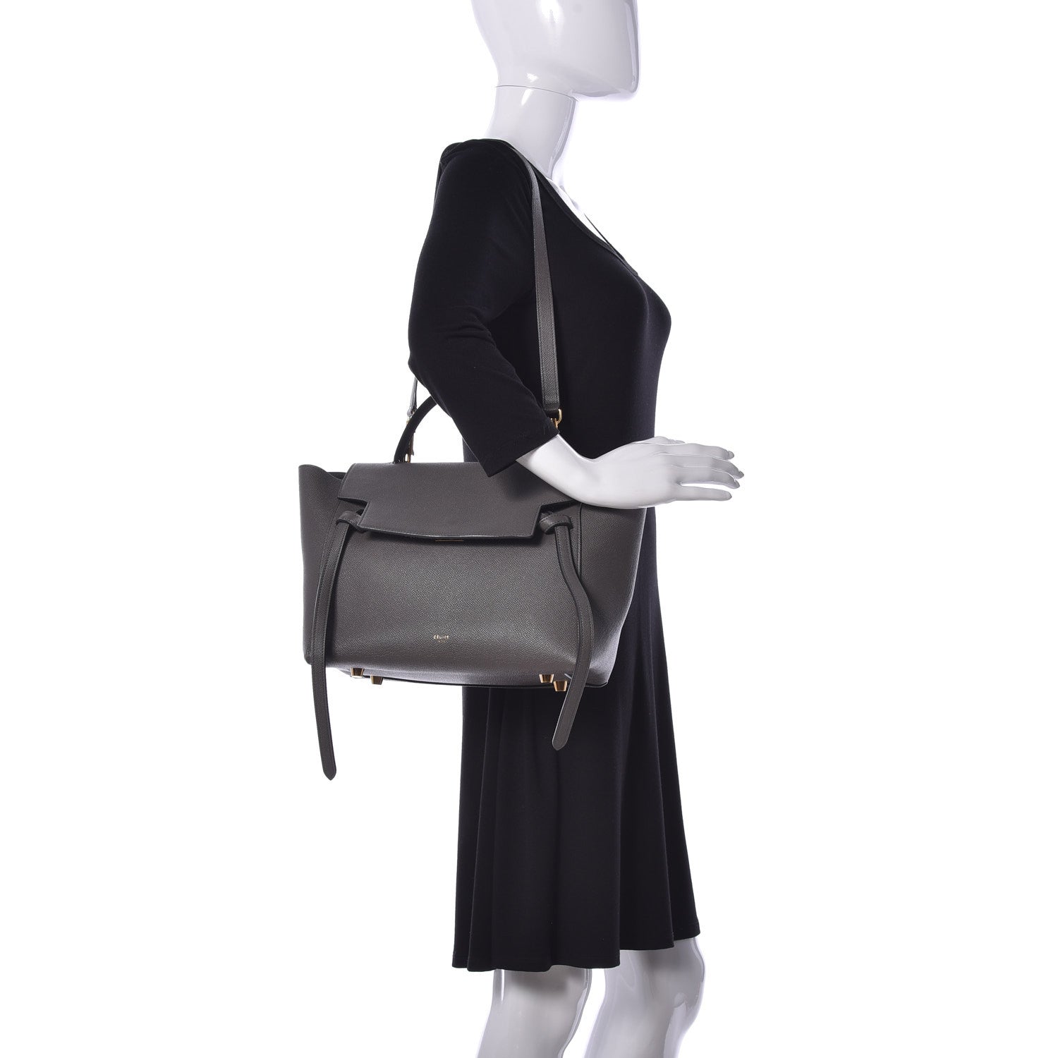 Celine Grained Calfskin Mini Belt Bag Grey 2 of 9