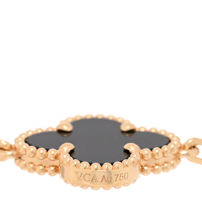 Van Cleef & Arpels 18K Yellow Gold Black Onyx 5 Motifs Vintage Alhambra Bracelet 3 of 4