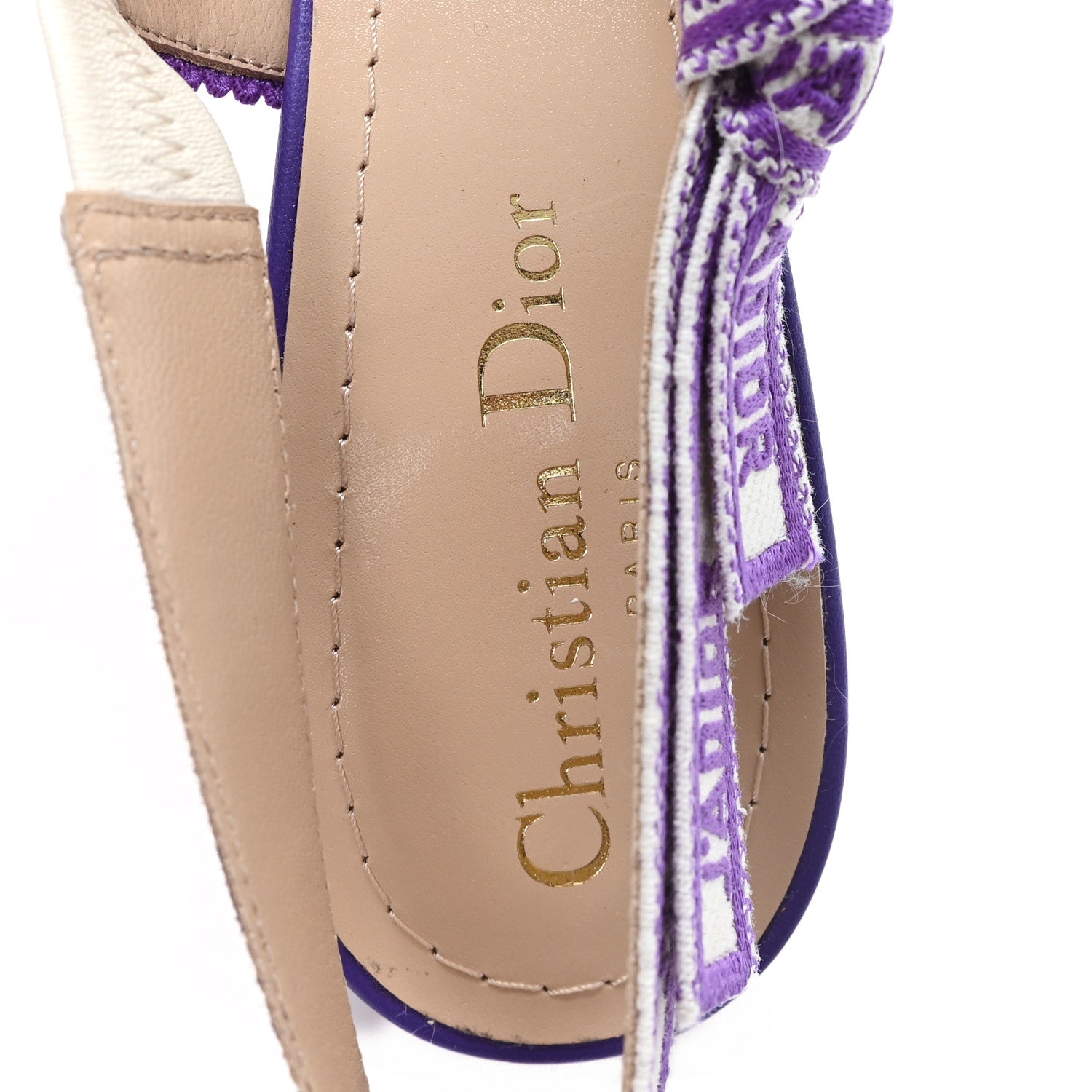 Christian Dior Satin Ribbon J Adior Slingback 100mm Pumps 38 Purple 8 of 10