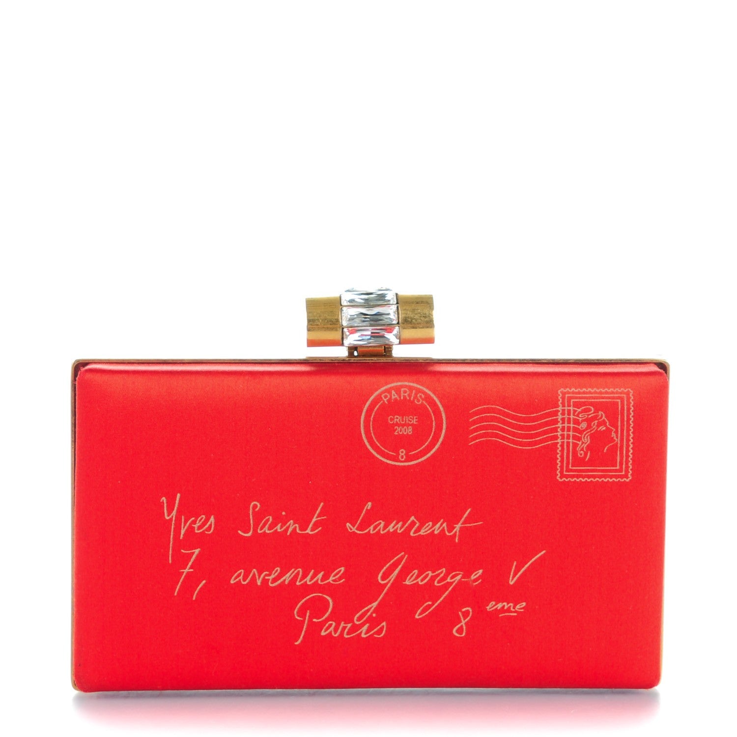 Saint Laurent Satin Y Mail Clutch Red 1 of 6