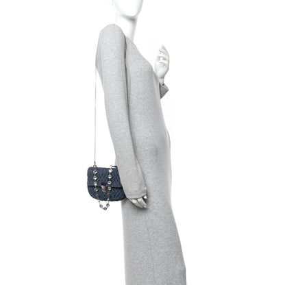 Miu Miu Denim Matelasse Crystal Chain Crossbody Bag Blue 2 of 9