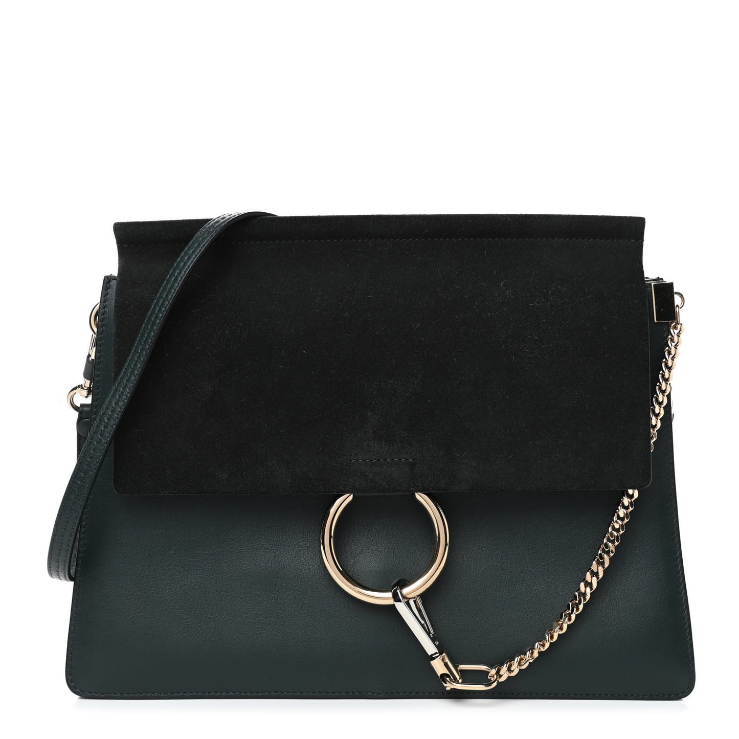 Suede Calfskin Medium Faye Shoulder Bag Intense Green