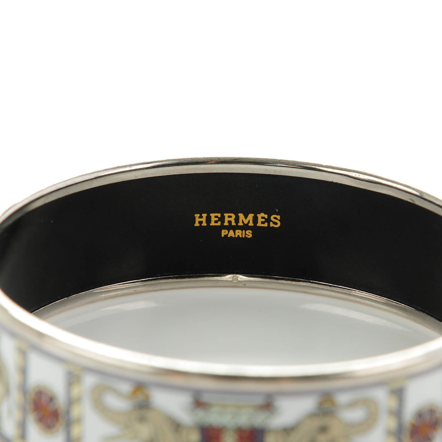 Hermes Enamel Printed Elephant Torana Wide Bracelet 70 3 of 5