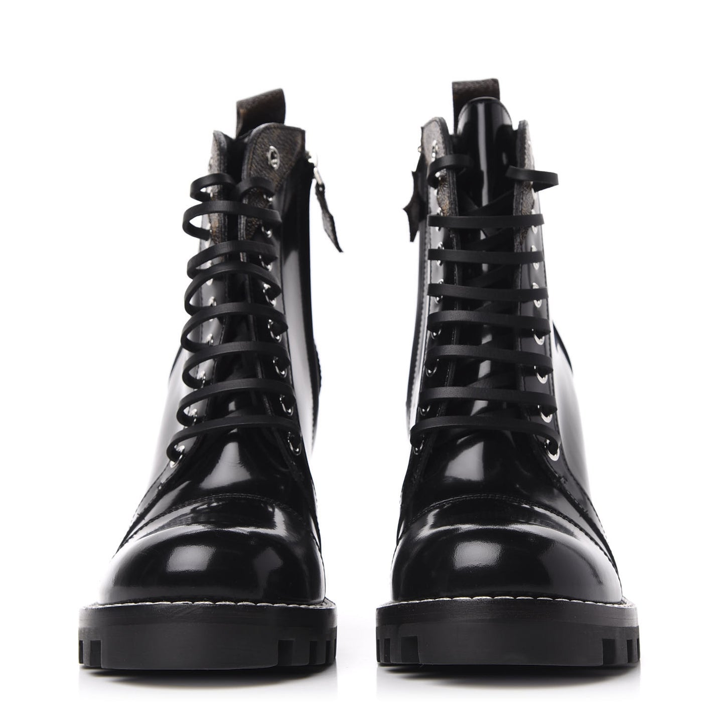 Glazed Calfskin Monogram Star Trail Ankle Boots 37.5 Black