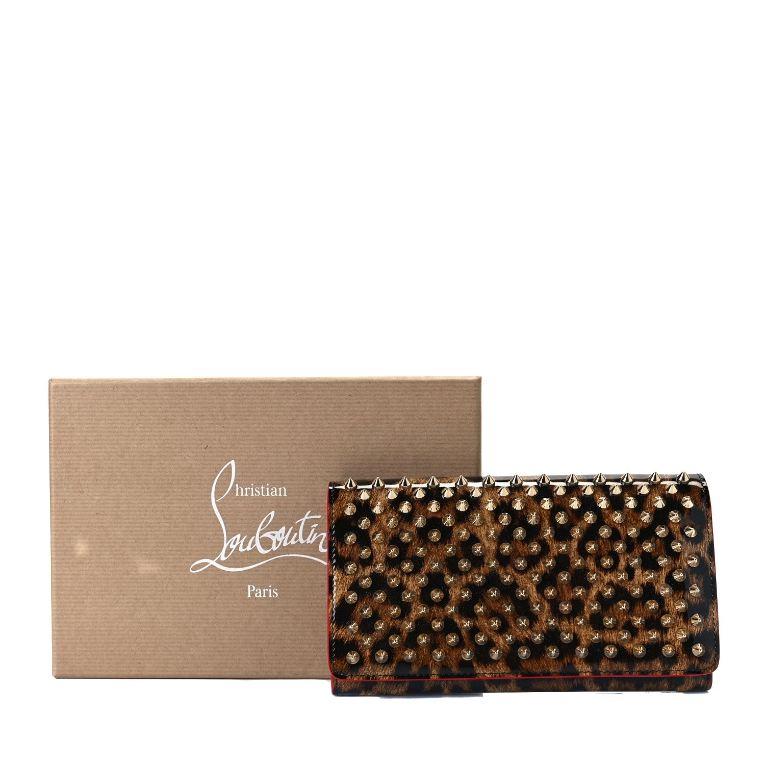 Christian Louboutin Patent Spiked Macaron Flap Wallet Leopard 9 of 9