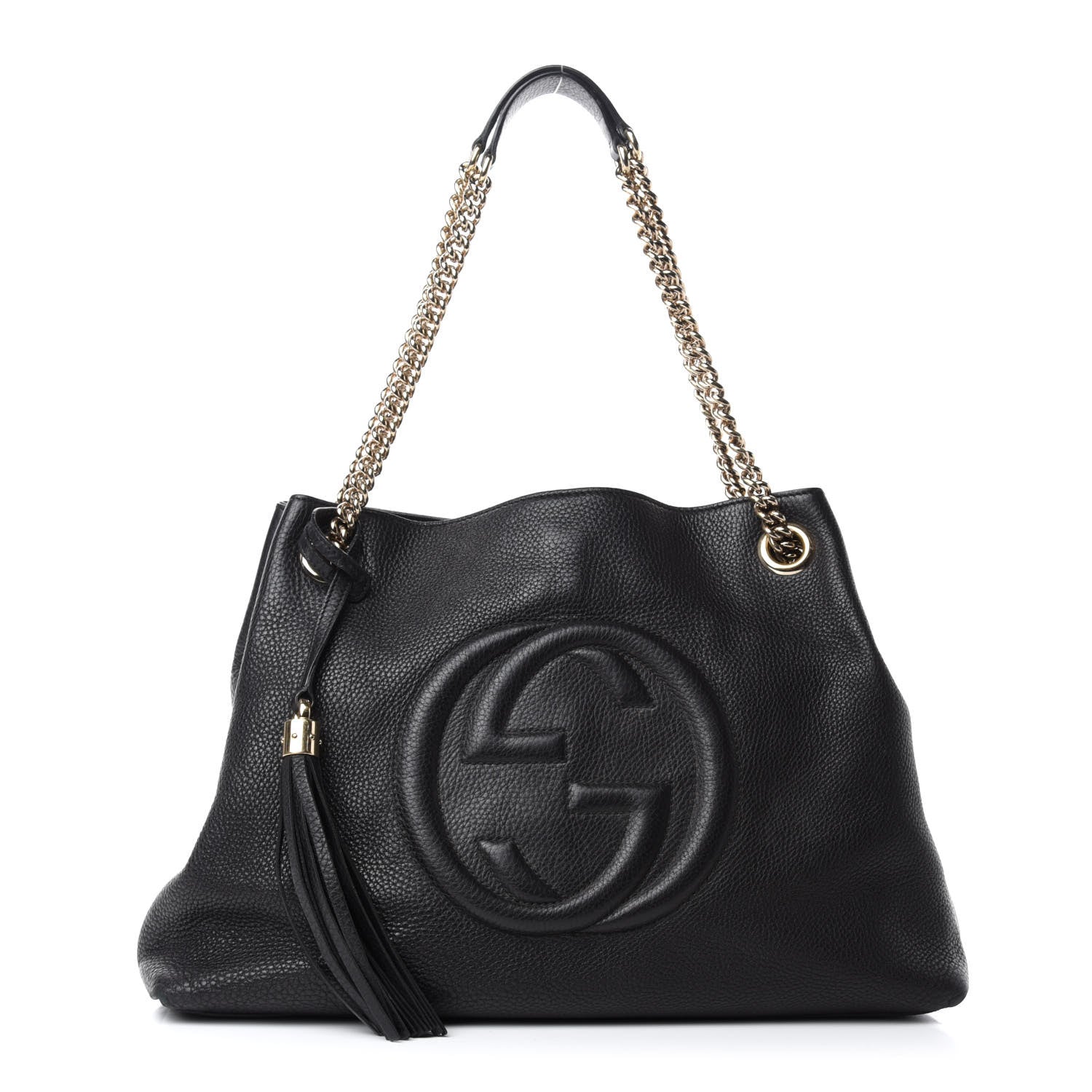 Gucci Pebbled Calfskin Medium Soho Chain Shoulder Bag Black 1 of 14