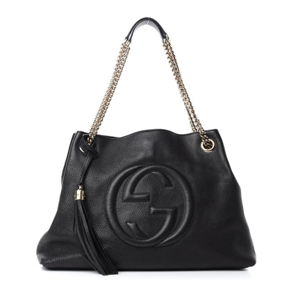 Gucci Pebbled Calfskin Medium Soho Chain Shoulder Bag Black 1 of 14