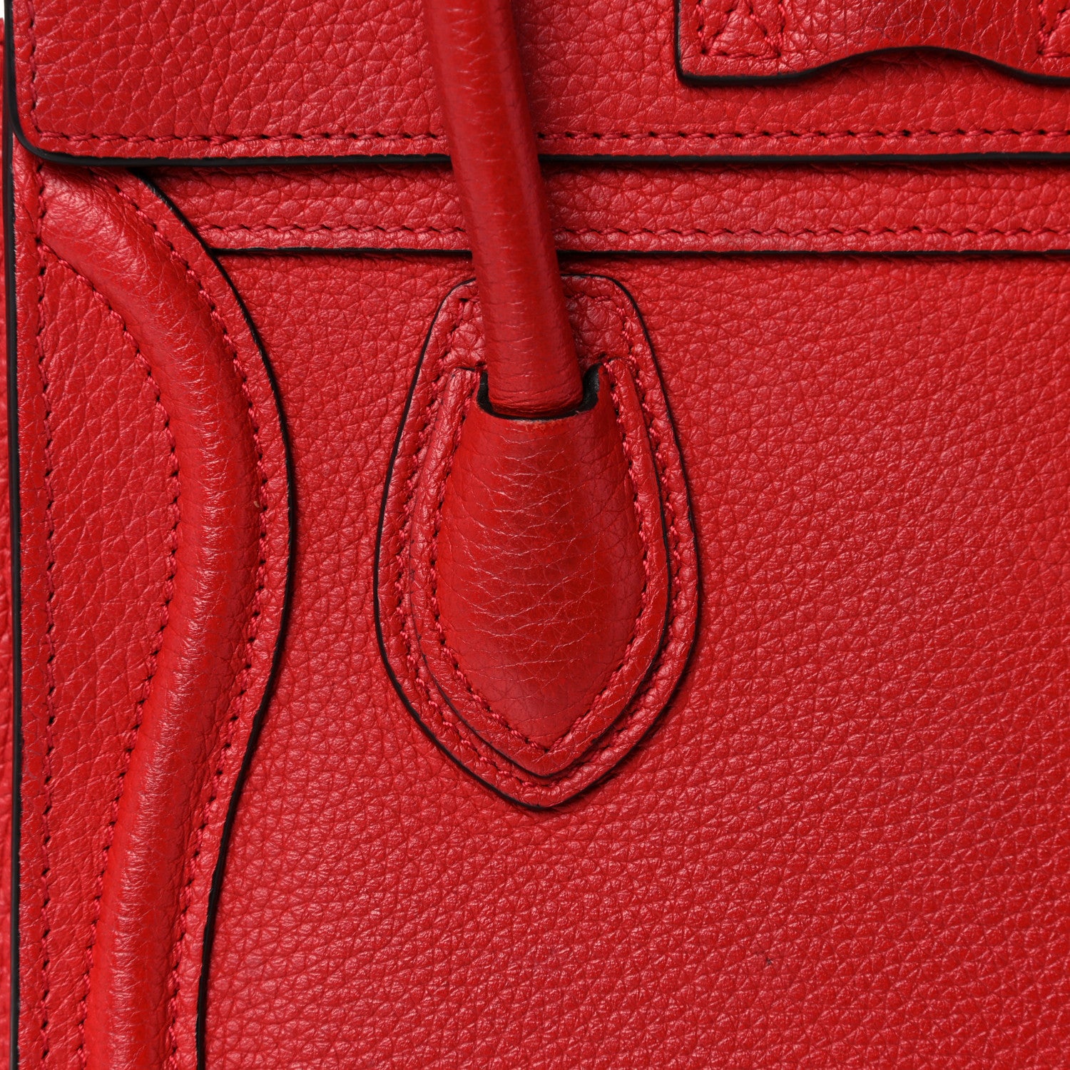 Celine Drummed Calfskin Nano Luggage Red 23 of 27