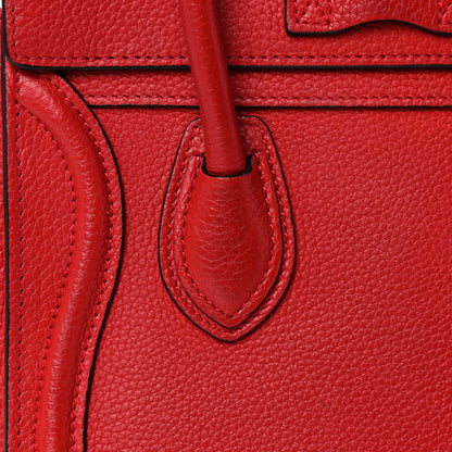 Celine Drummed Calfskin Nano Luggage Red 23 of 27