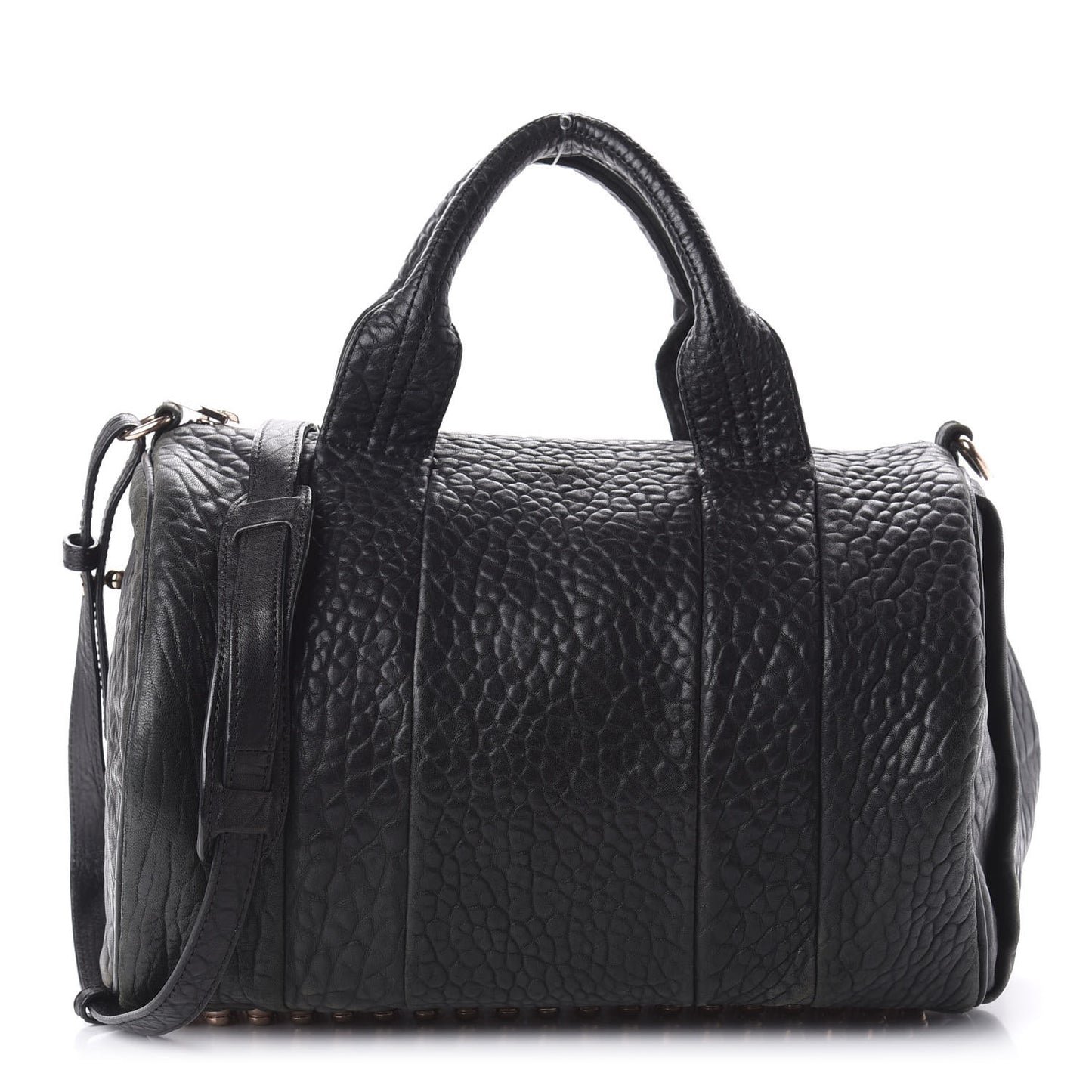 Pebbled Lambskin Rocco Black Rose Gold Hardware