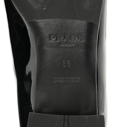 Prada Vernice Logo Bow Ballerina Flats 38 Black 7 of 10