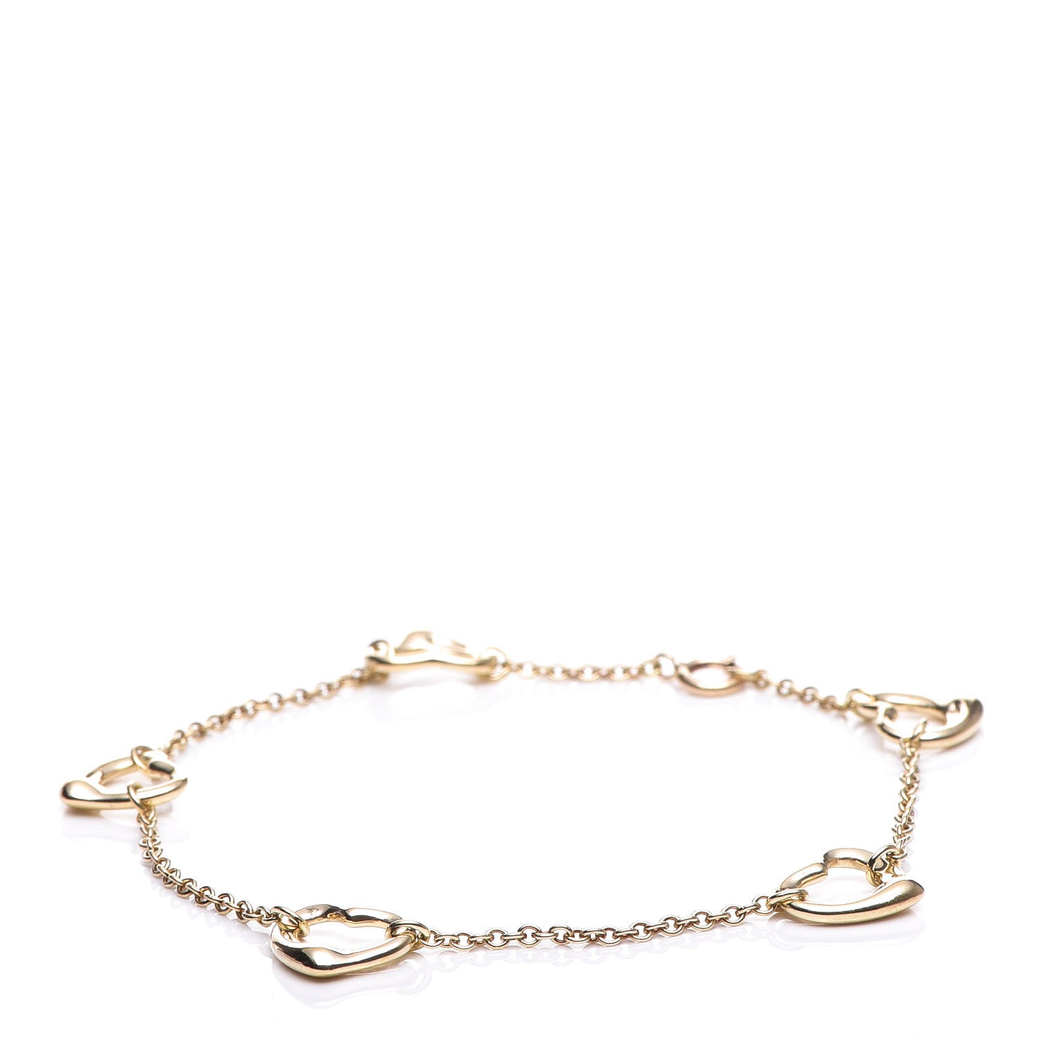 Tiffany 18K Yellow Gold Elsa Peretti 5 Open Heart Bracelet 1 of 7