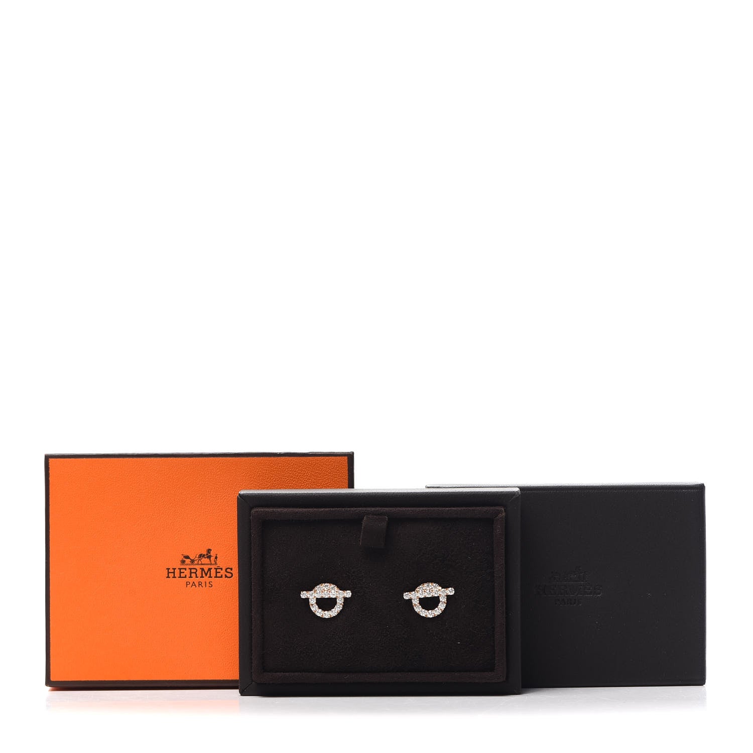Hermes 18K Rose Gold Diamond Finesse Earrings 5 of 5