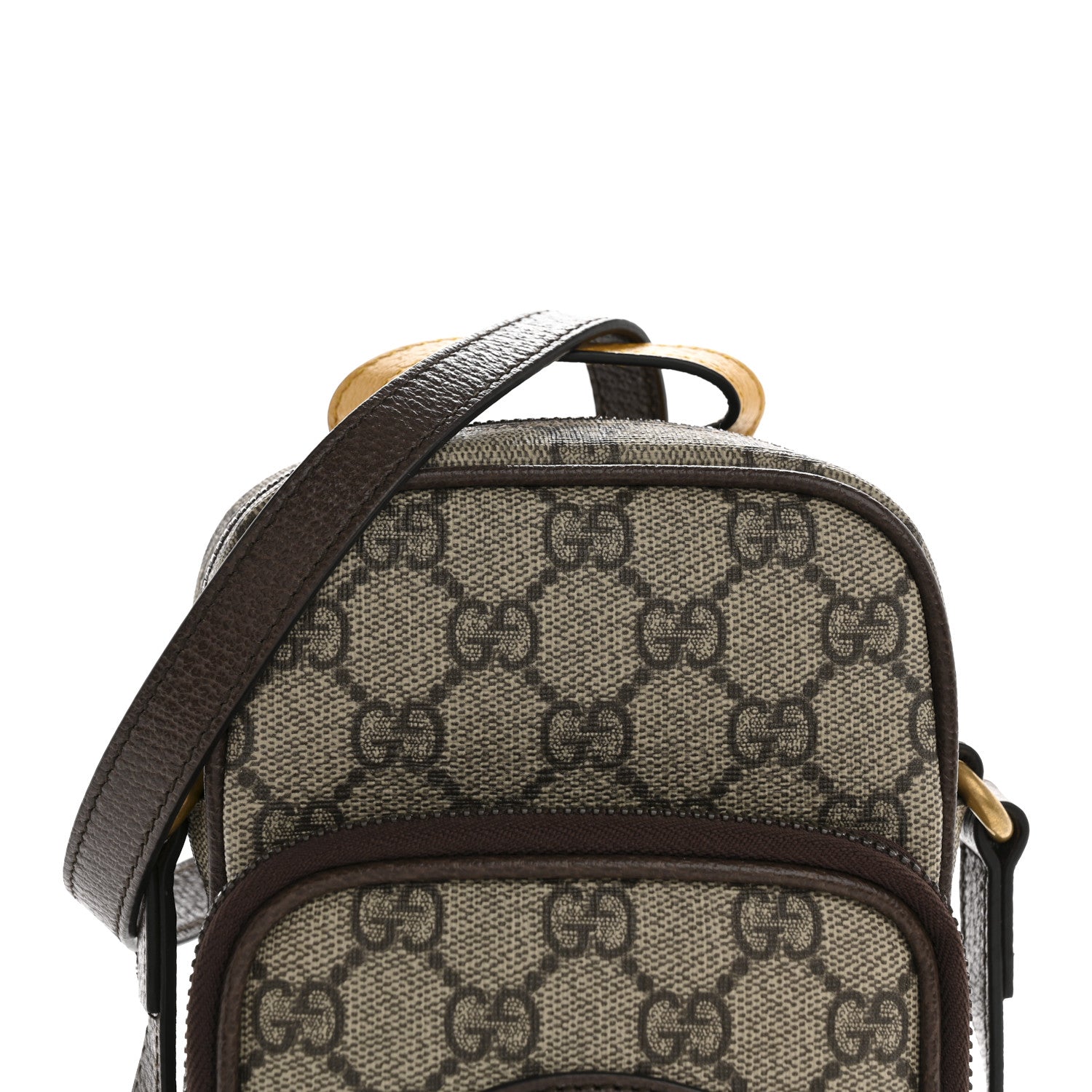 Gucci GG Supreme Monogram Mini Neo Vintage Double Zip Messenger Bag Beige New Acero Crop 8 of 10