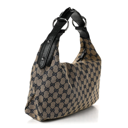 Gucci Monogram Medium Horsebit Chain Hobo Navy 3 of 11