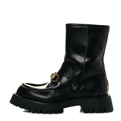 Gucci Cordovan Lux Womens Harald Horsebit 25mm Platform Boots 39 Black 1 of 9