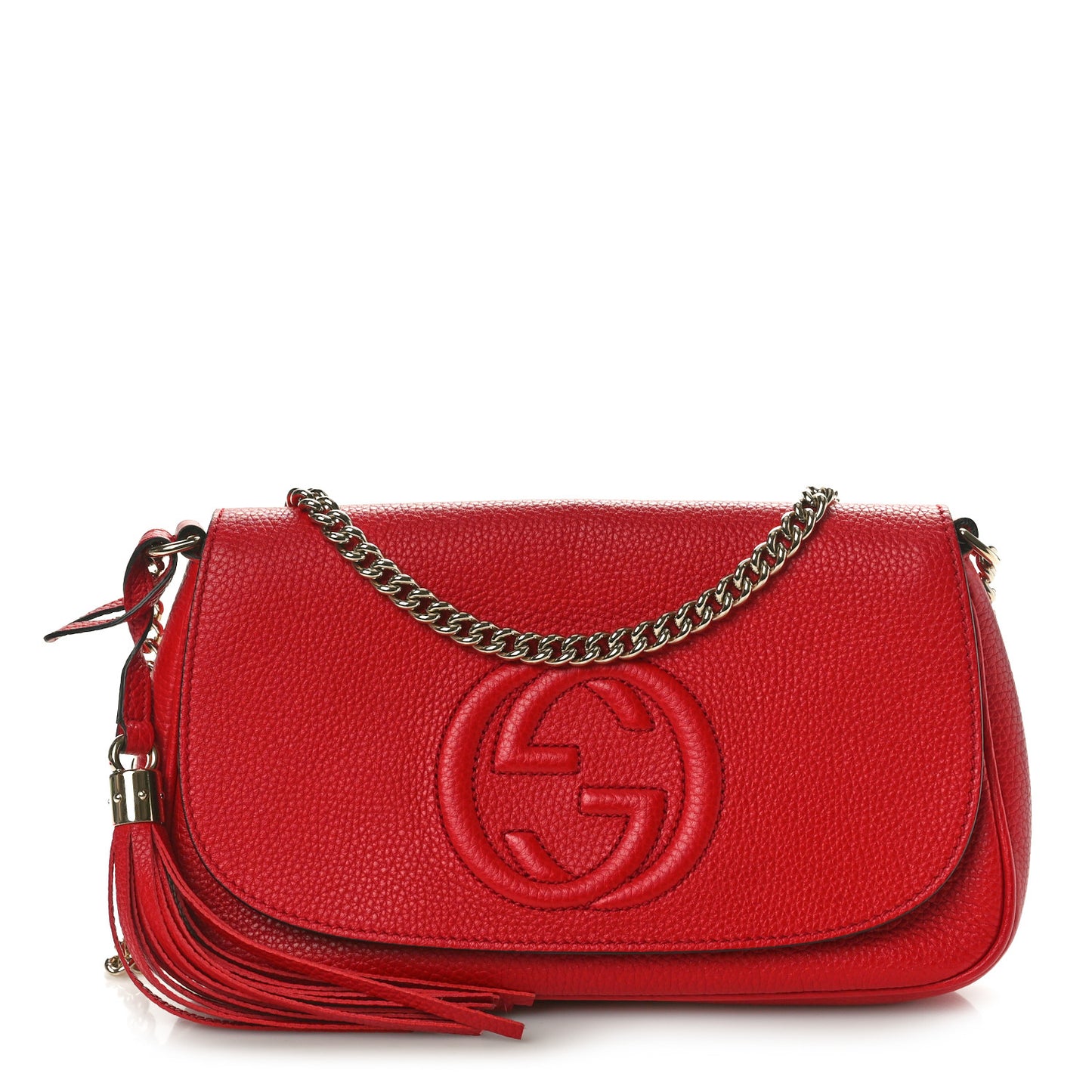 Pebbled Calfskin Medium Soho Flap Crossbody Vibrant Red