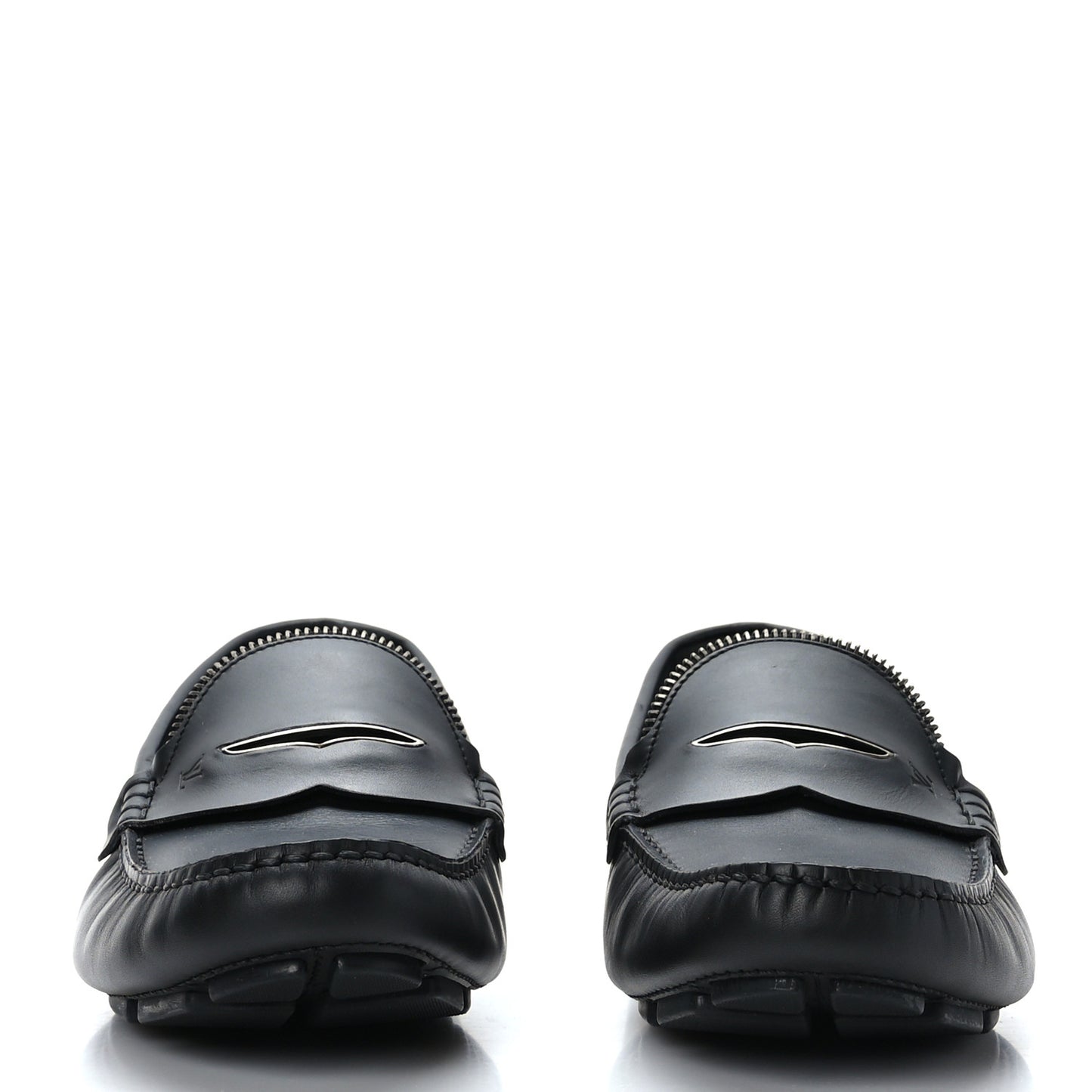 Calfskin Mens Shade Car Loafers 8 Black