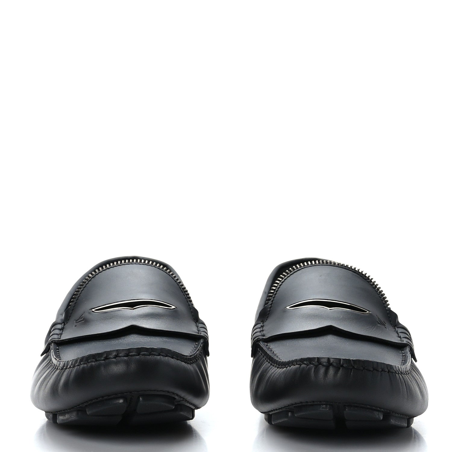 Louis Vuitton Calfskin Mens Shade Car Loafers 8 Black 2 of 8