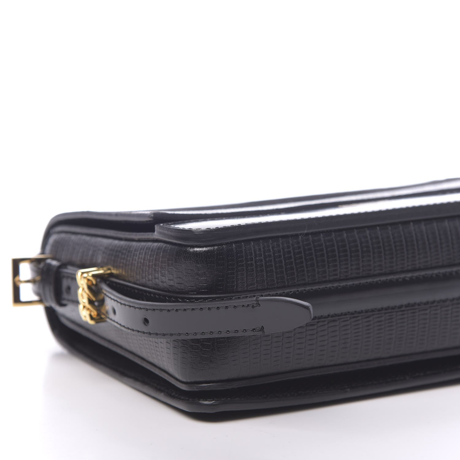 Burberry Calfskin Lizard Embossed Two Tone Small Grace Bag Black 8 of 11