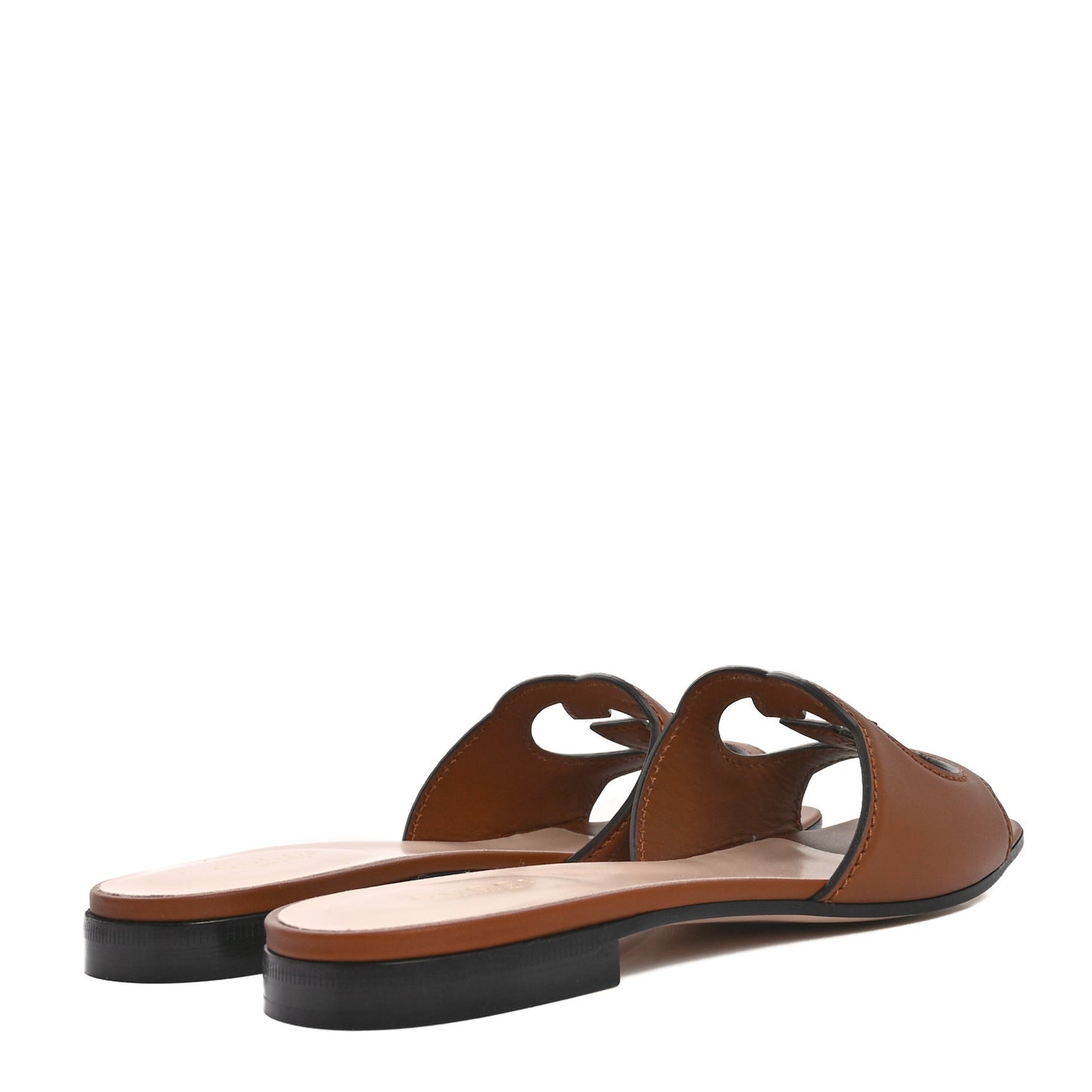 Cosmos Softy Calfskin Interlocking G Cut Out Slide Sandals 37 Cuir