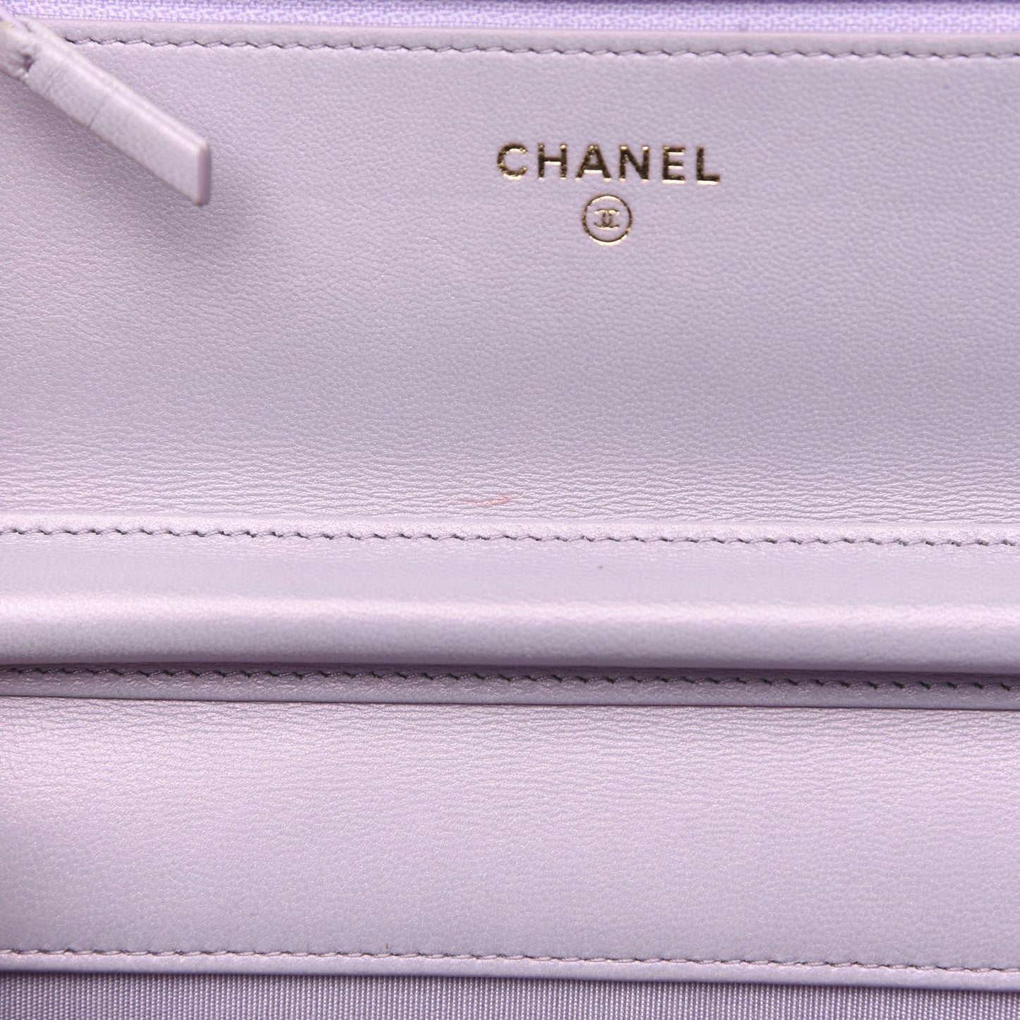 Patent Calfskin Quilted Boy Wallet On Chain WOC Purple