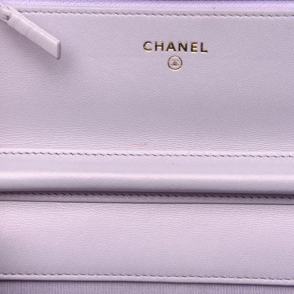 Chanel Patent Calfskin Quilted Boy Wallet On Chain WOC Purple 14 of 14