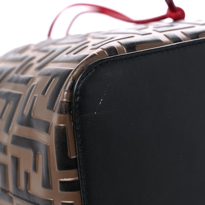 Fendi Vitello Grace F is Fendi Bi-Color FF 1974 Embossed Grande Mon Tresor Bucket Bag Maya Black Fragola 7 of 13