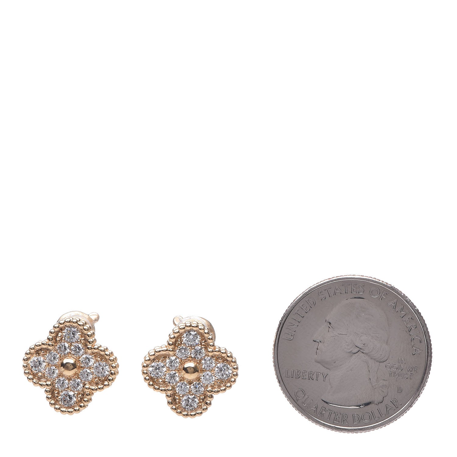 Van Cleef & Arpels 18K Yellow Gold Diamond Vintage Alhambra Earrings 2 of 5