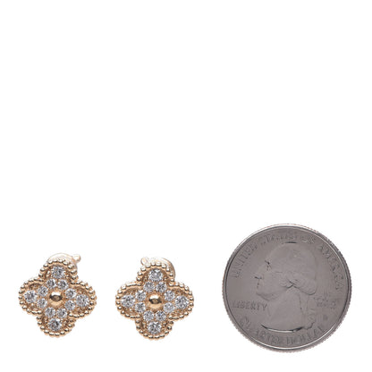 Van Cleef & Arpels 18K Yellow Gold Diamond Vintage Alhambra Earrings 2 of 5
