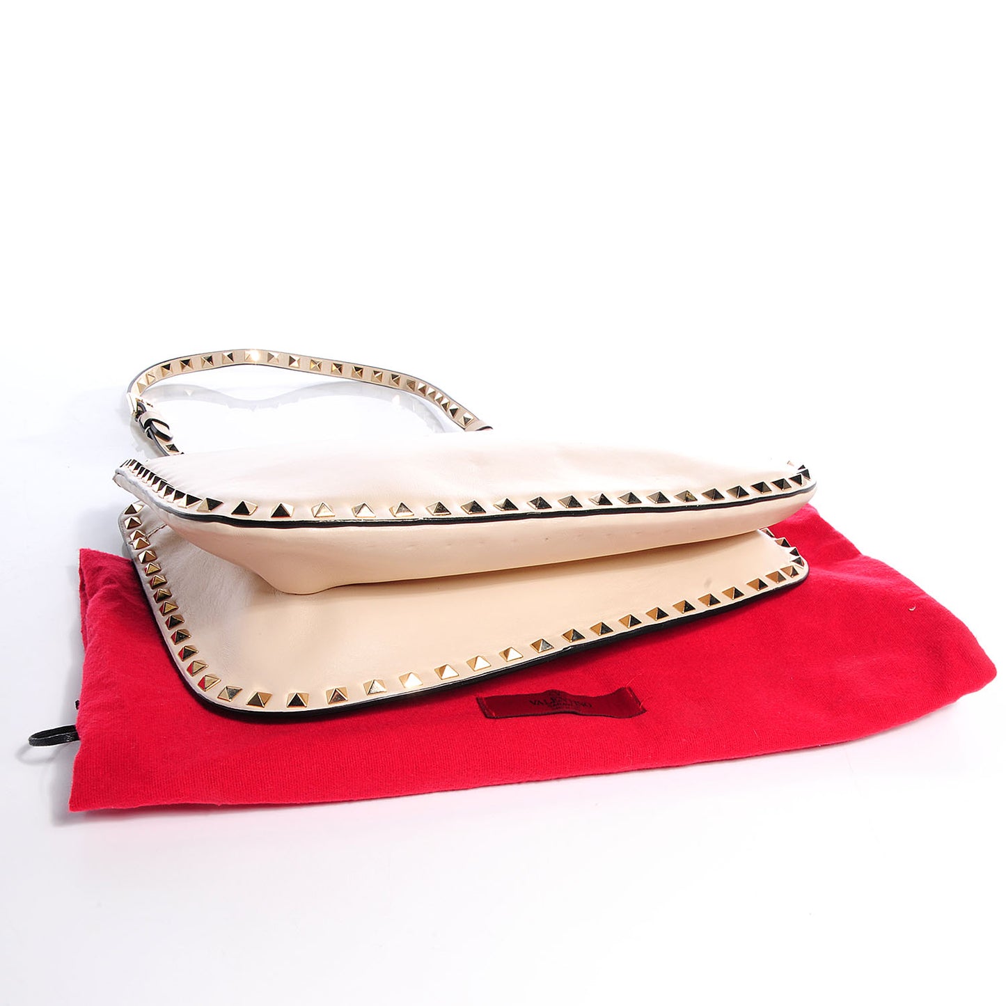 Vitello Rockstud Shoulder Satchel Ivory