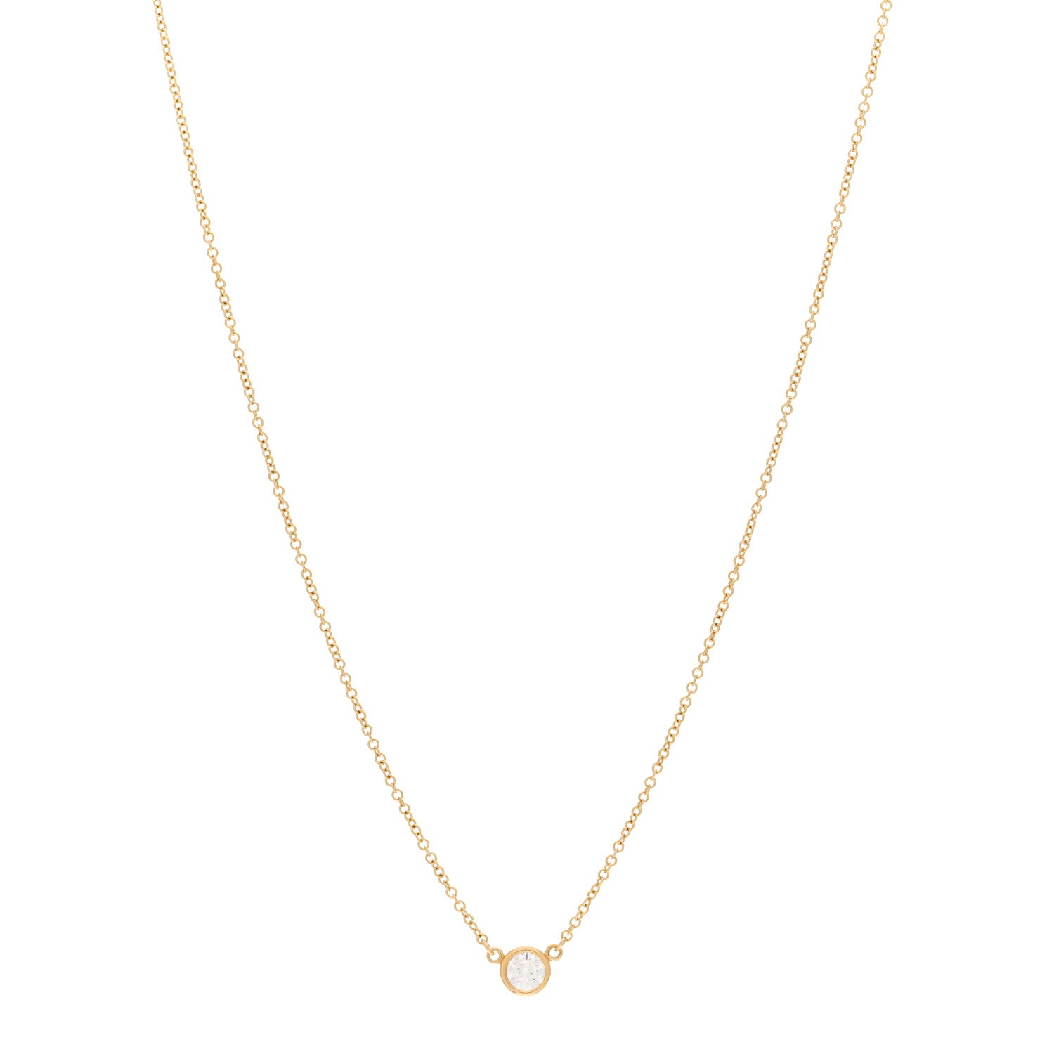 Tiffany 18K Yellow Gold Diamond .20ct Elsa Peretti Diamonds by the Yard Pendant Necklace 1 of 5