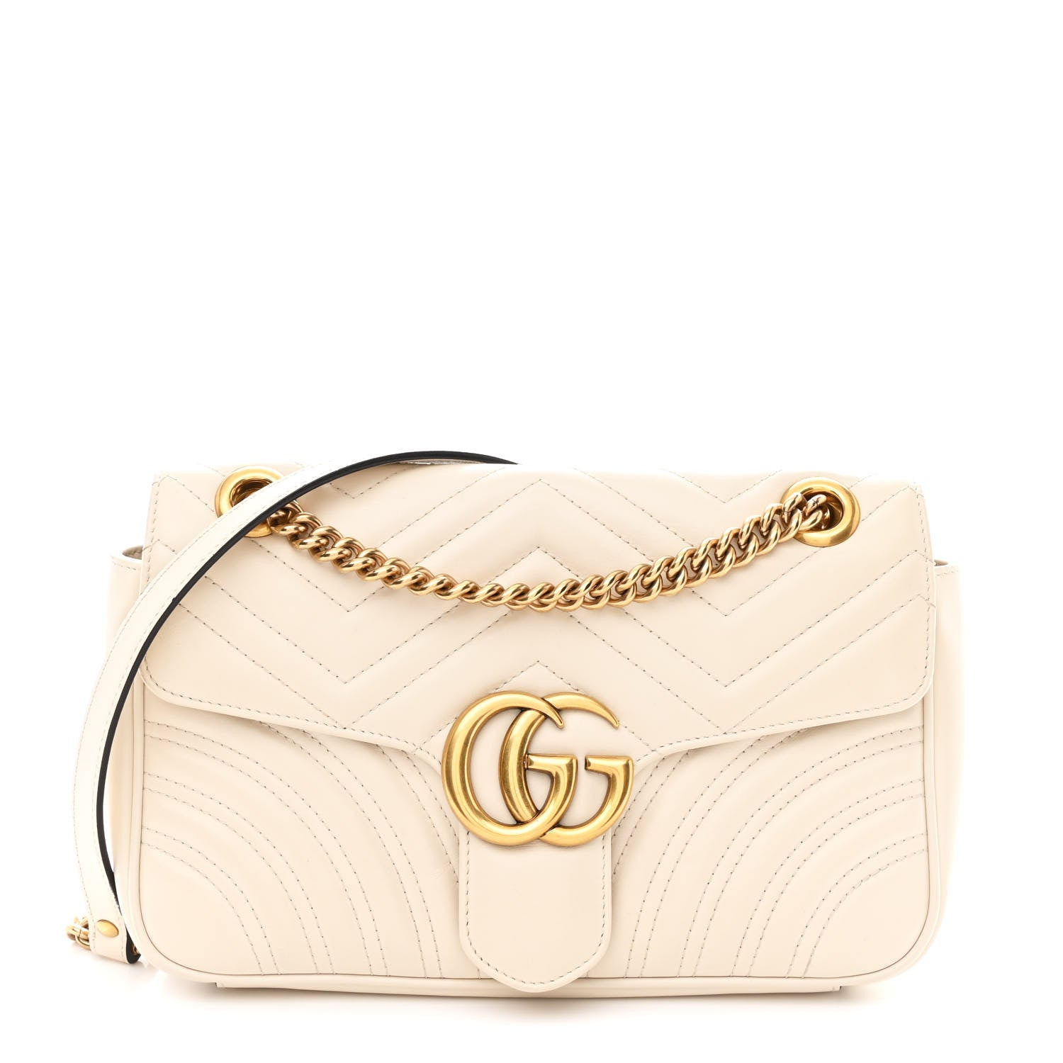 Gucci Calfskin Matelasse Small GG Marmont Shoulder Bag White 1 of 10