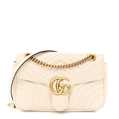 Gucci Calfskin Matelasse Small GG Marmont Shoulder Bag White 1 of 10