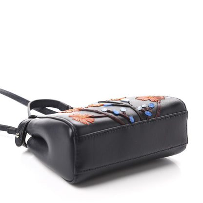 Fendi Shiny Nappa Botanic Garden Embroidered Micro Peekaboo Iconic Satchel Ocean Arancio 4 of 10