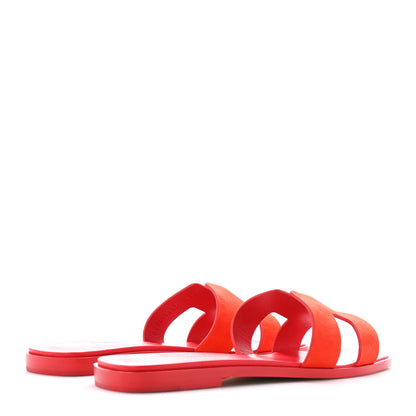 Hermes Suede Goatskin Oran Sandals 38.5 38.5 Rouge Vif 4 of 9
