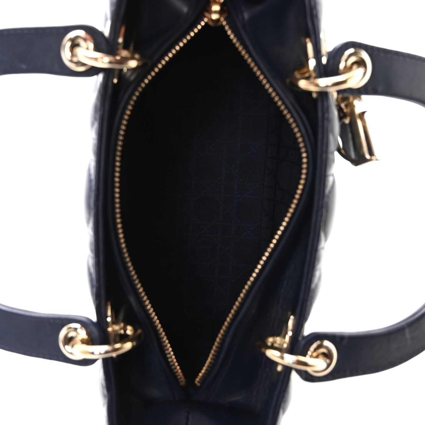 Lambskin Cannage Medium Lady Dior Navy Blue