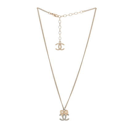 Chanel Crystal CC Bow Necklace Silver Gold 2 of 4
